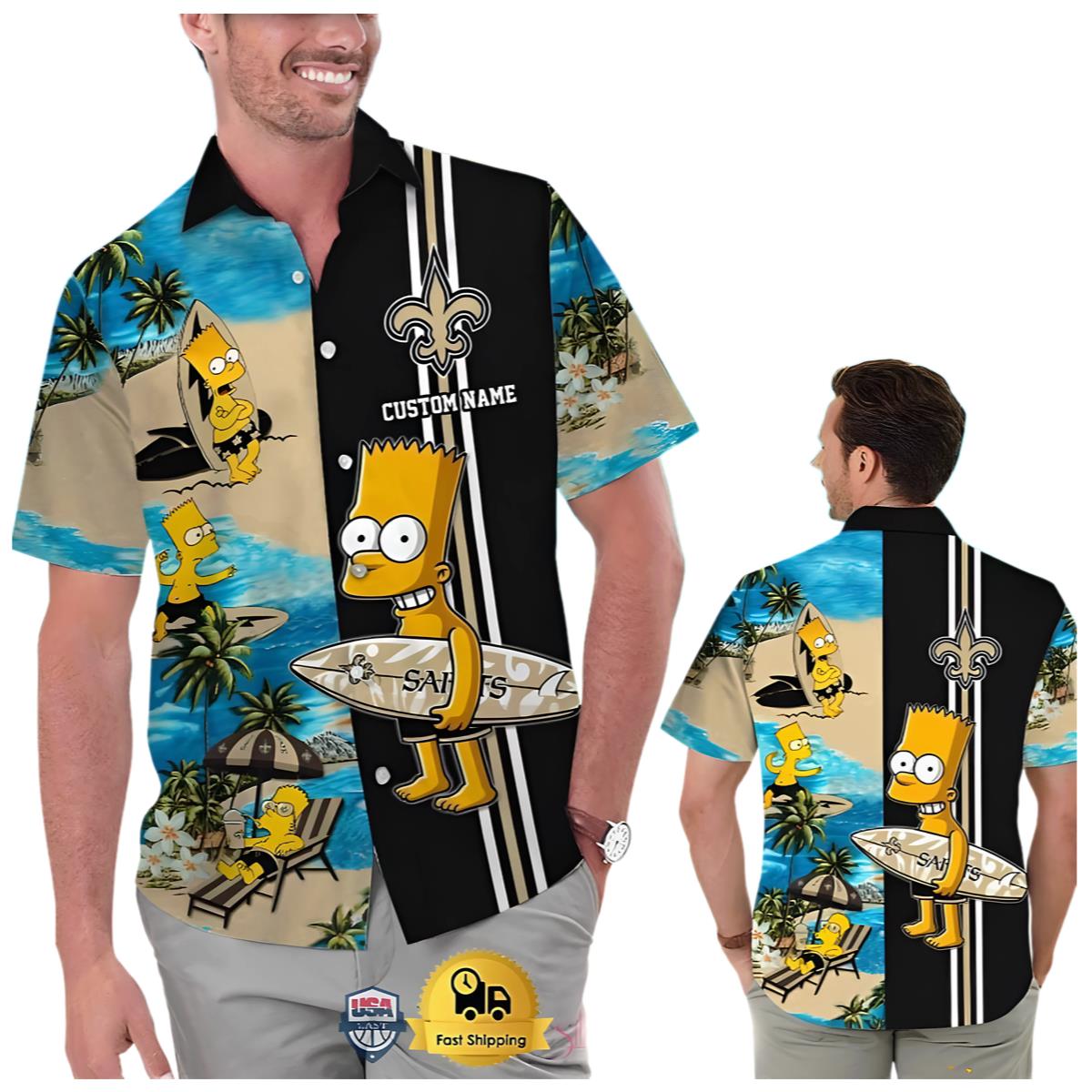 Bart Simpson New Orleans Saints Hawaiian Shirt 0 0