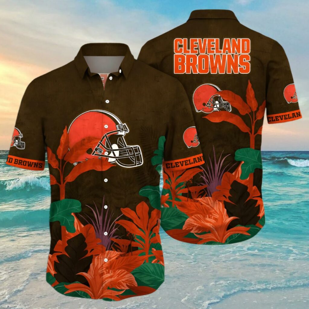 Browns Hawaiian Shirt NFL Tropical Leaf Print 4 4