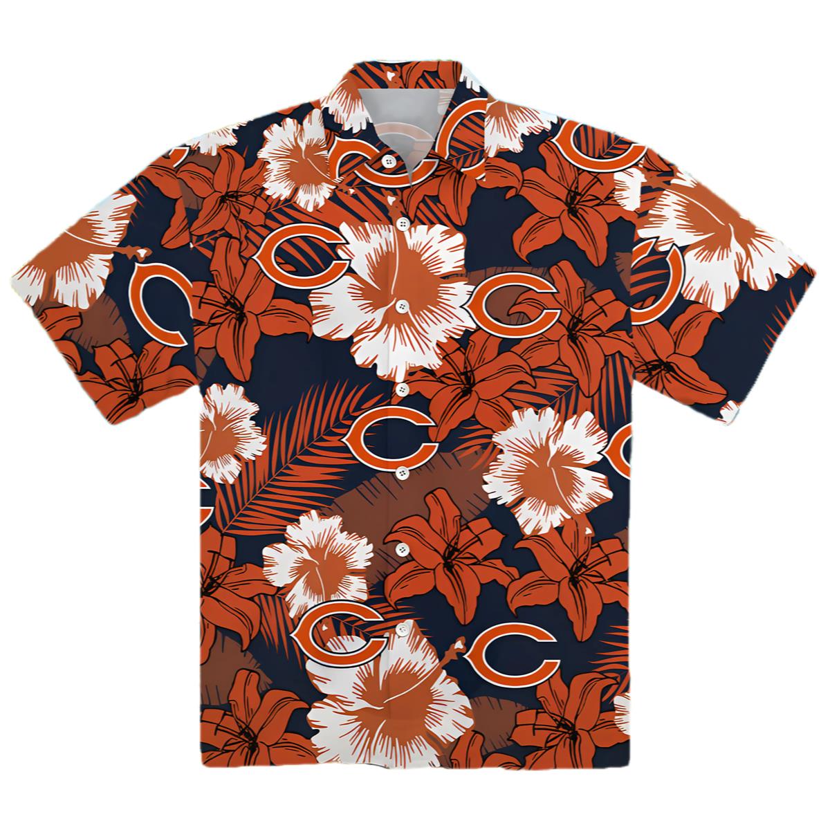 Chicago Bears Hawaiian Shirt Mens Lily Pattern 0 0 1