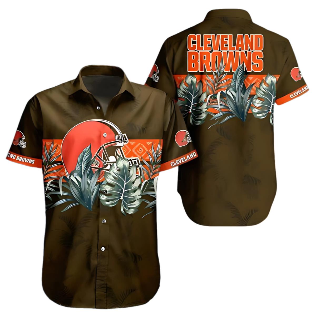 Cleveland Browns Aloha Shirt Tropical Jungle Print 1 1