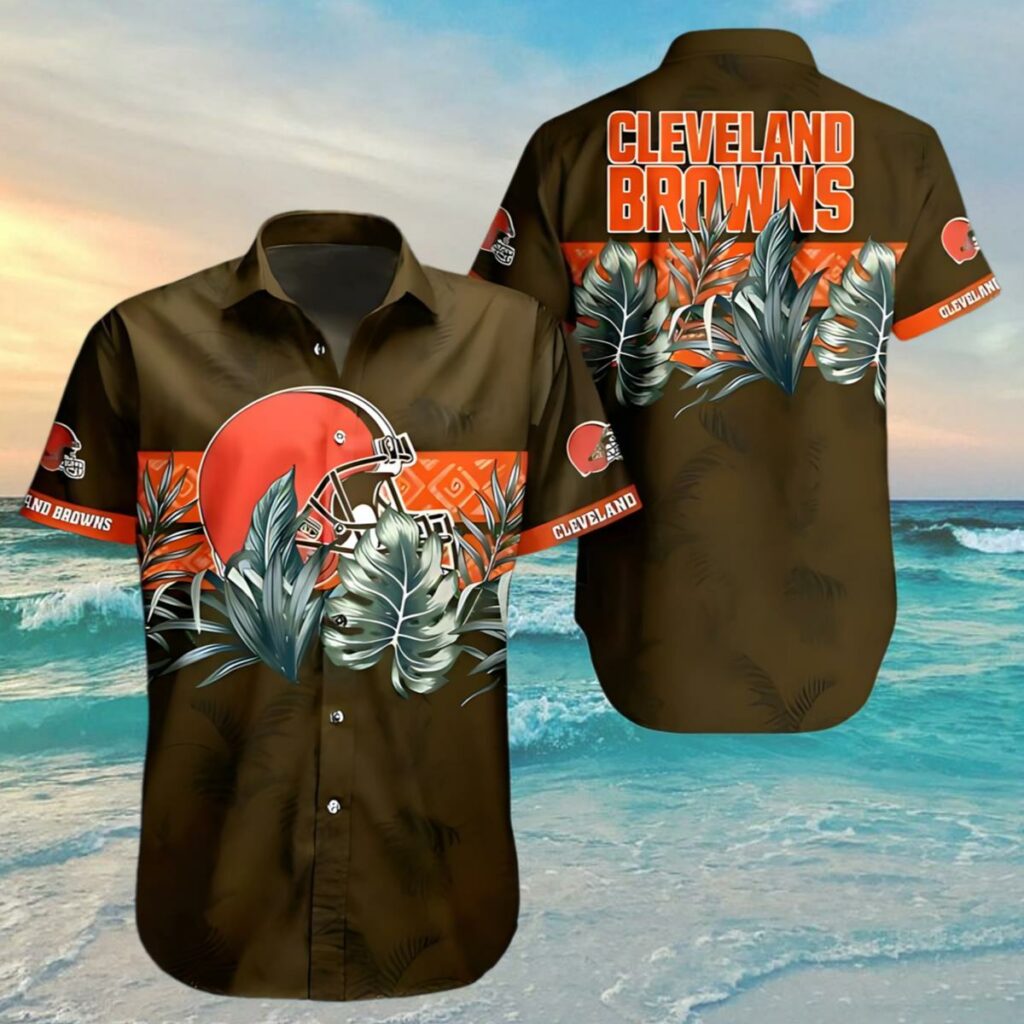 Cleveland Browns Aloha Shirt Tropical Jungle Print 4 4