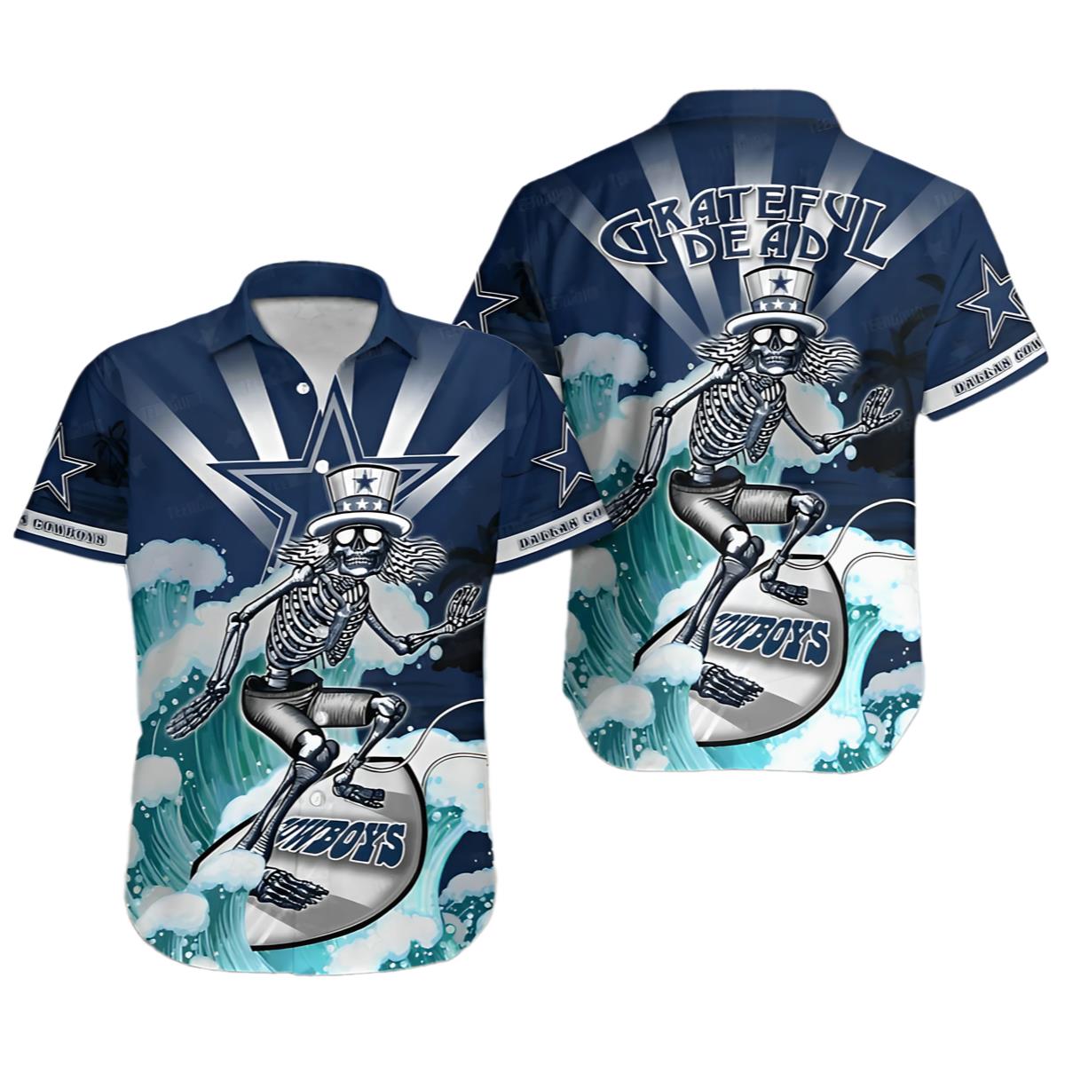 Dallas Cowboys Grateful Dead Hawaiian Shirt 0 0