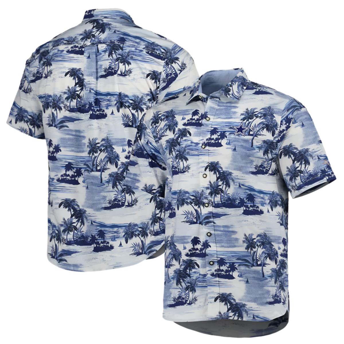 Dallas Cowboys Mens Hawaiian Floral Palm Button Down Shirt 1 1