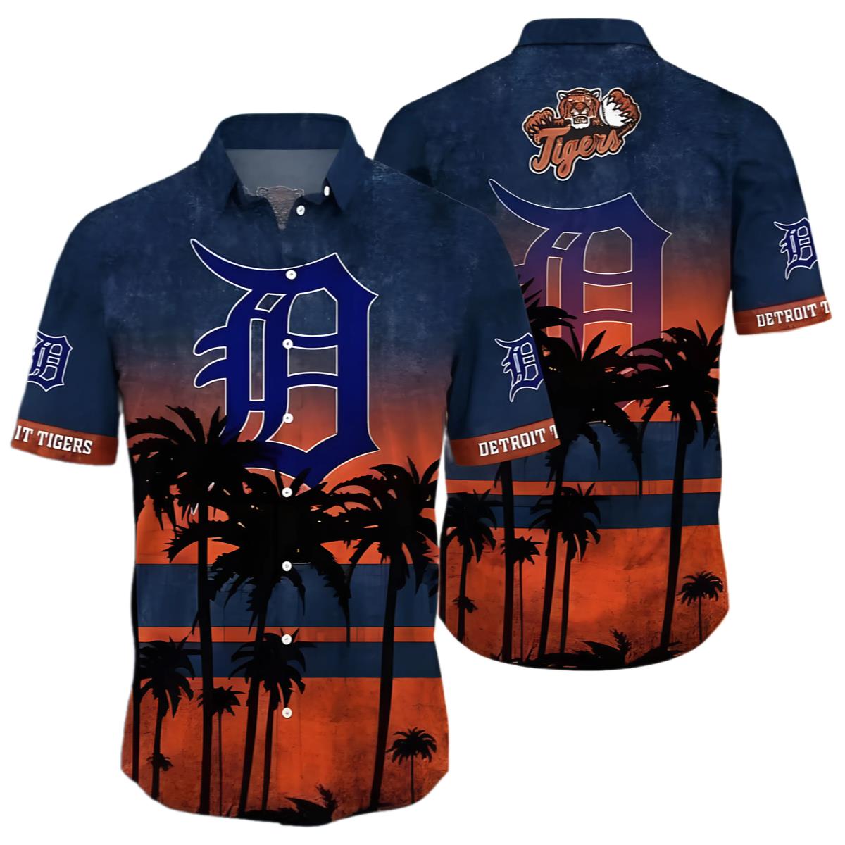 Detroit Tigers Hawaiian Shirt Cheap Palm Tree Pattern 0 0