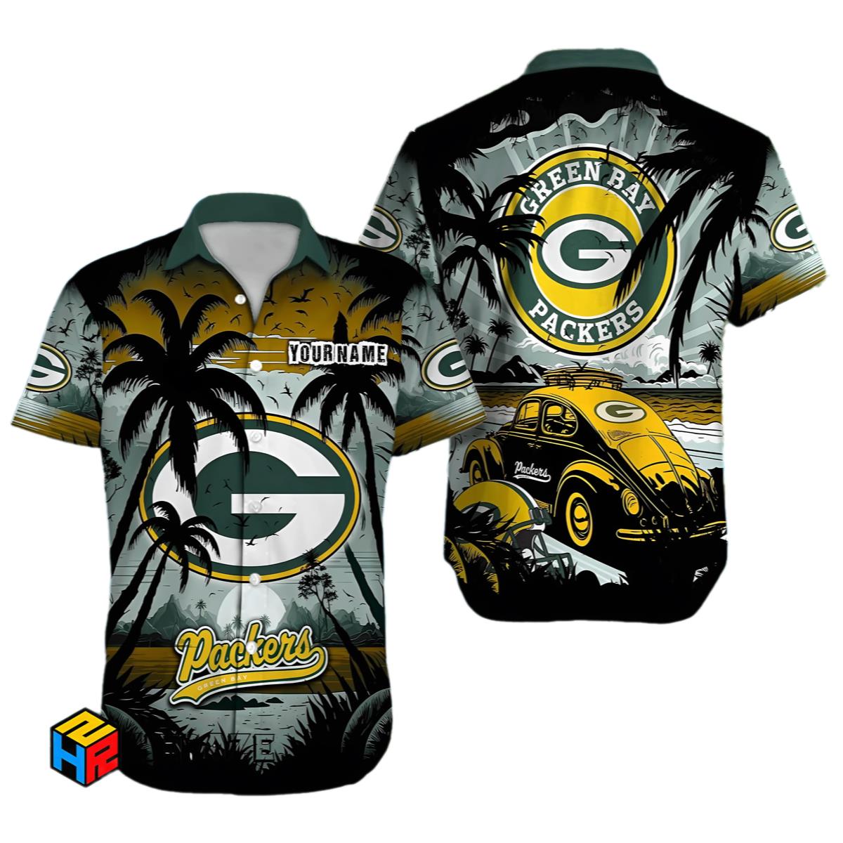 Green Bay Packers Hawaiian Shirt Customizable Palm Tree 0 0