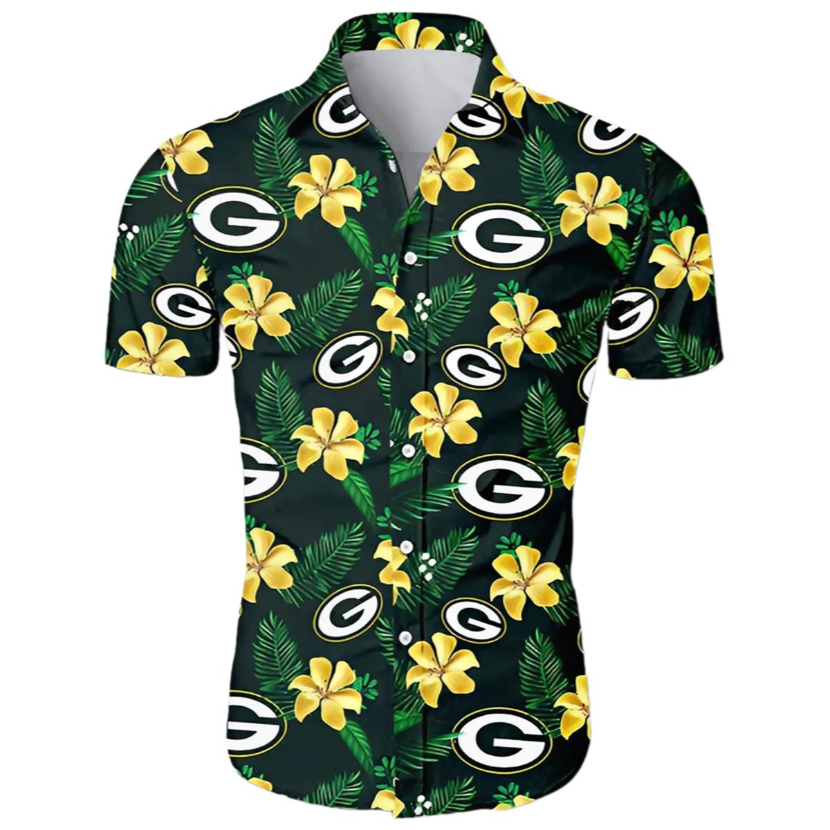 Green Bay Packers Hawaiian Shirt Floral Button Up 0 0