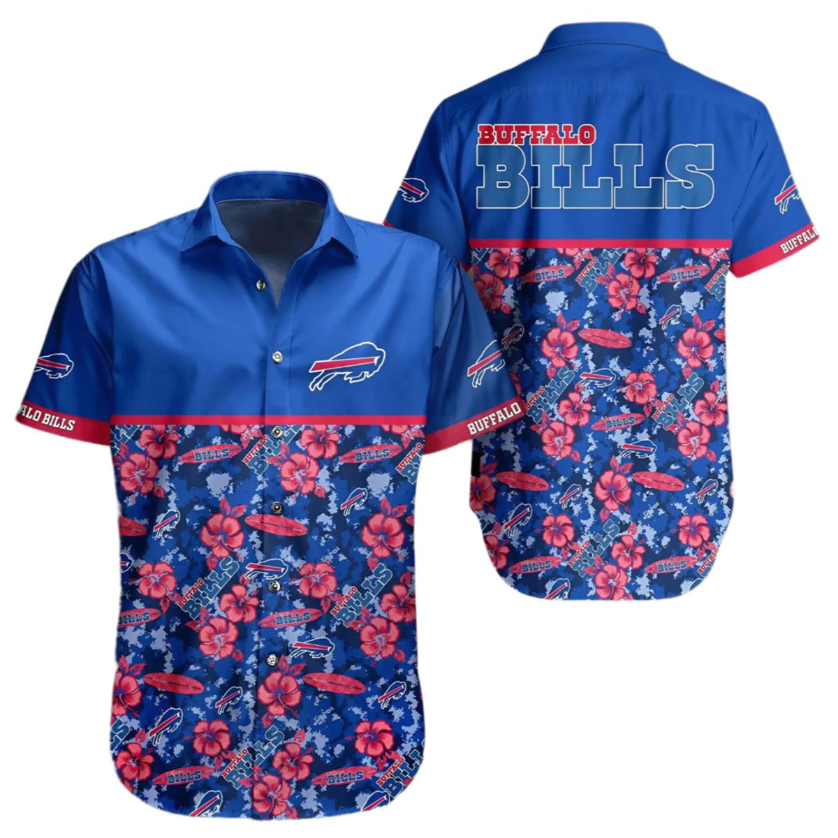 Hawaiian Buffalo Bills Shirt Symbol Pink Hibiscus Flowers 1 1