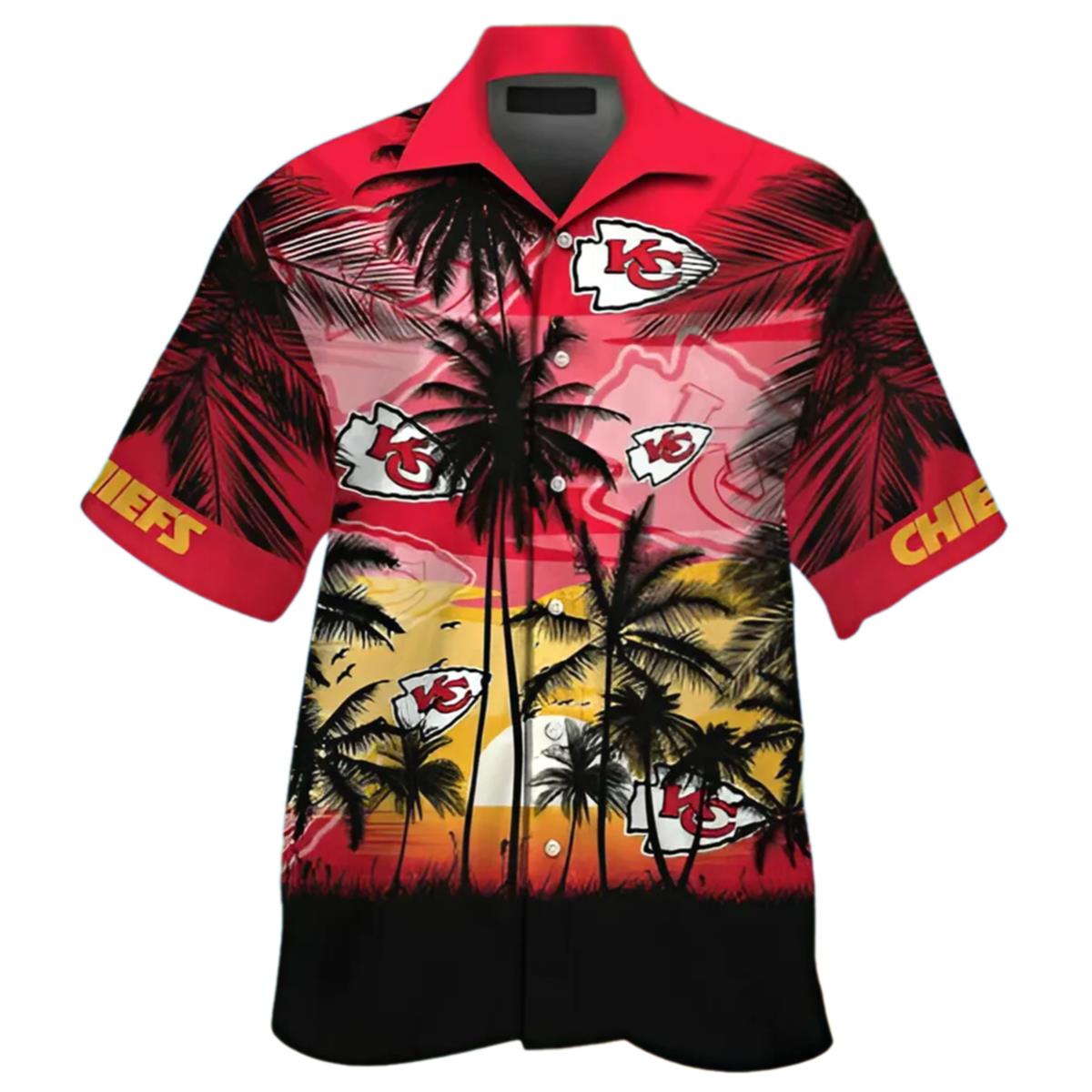 Kc Chiefs Hawaiian Shirt Mens Tropical Palm Tree Sunset 1 1