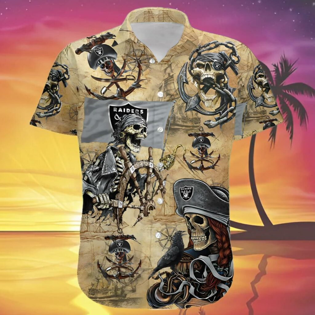 Las Vegas Raiders Hawaiian Shirts Pirates Skull Print 3 3