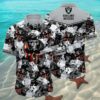 Mens Raiders Hawaiian Shirt Skull Flowers Grey 2 2