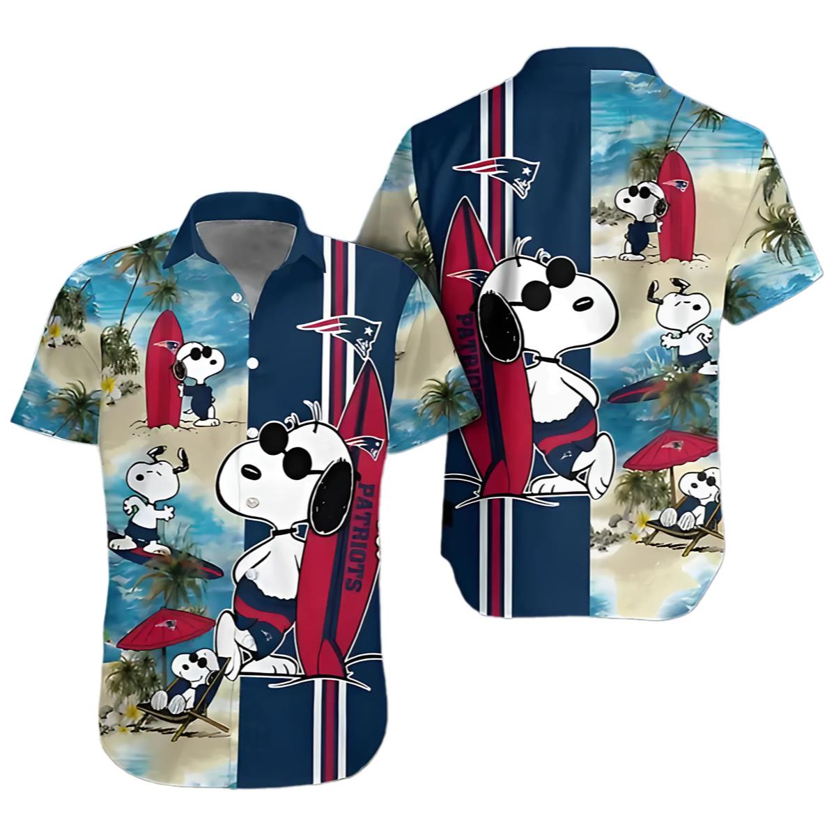 Middily Snoopy New England Patriots Hawaiian Shirt Men 0 0