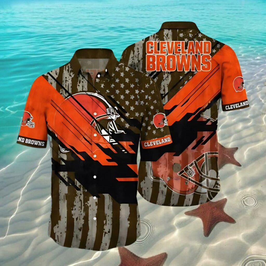 NFL Cleveland Brown Hawaiian Shirt Flag Wave 2 2