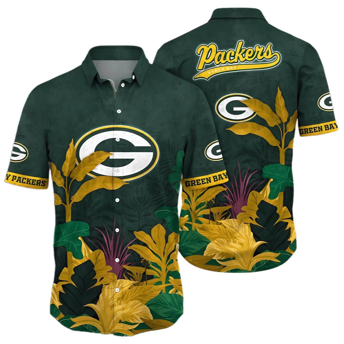 NFL Green Bay Packers Aloha Shirt Flower Hawaiian Style 0 0