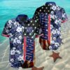 NFL New York Giants Hawaiian Shirt American Flag Flowers Design 2 2