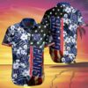 NFL New York Giants Hawaiian Shirt American Flag Flowers Design 3 3