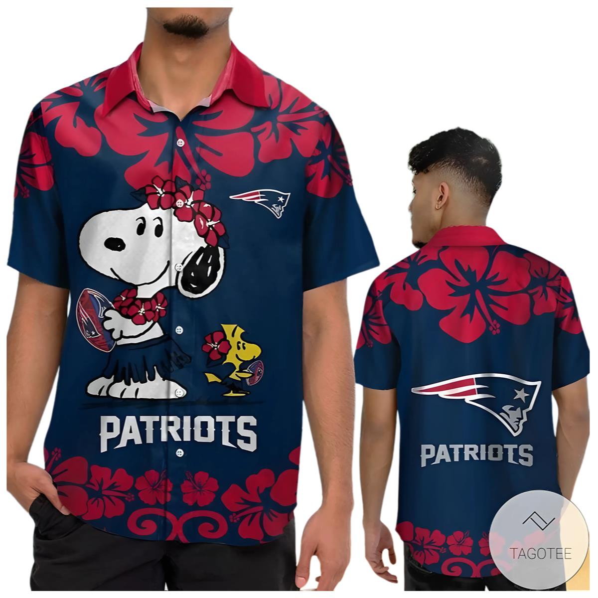 New England Patriots And Snoopy Hawaiian Shirt Blue 0 0