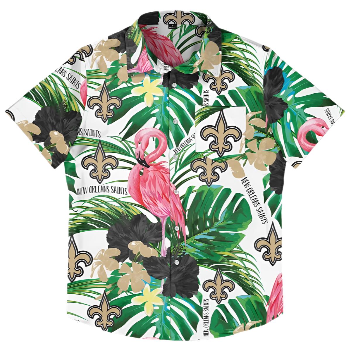 New Orleans Saints Flamingo Button Up Shirt 0 0