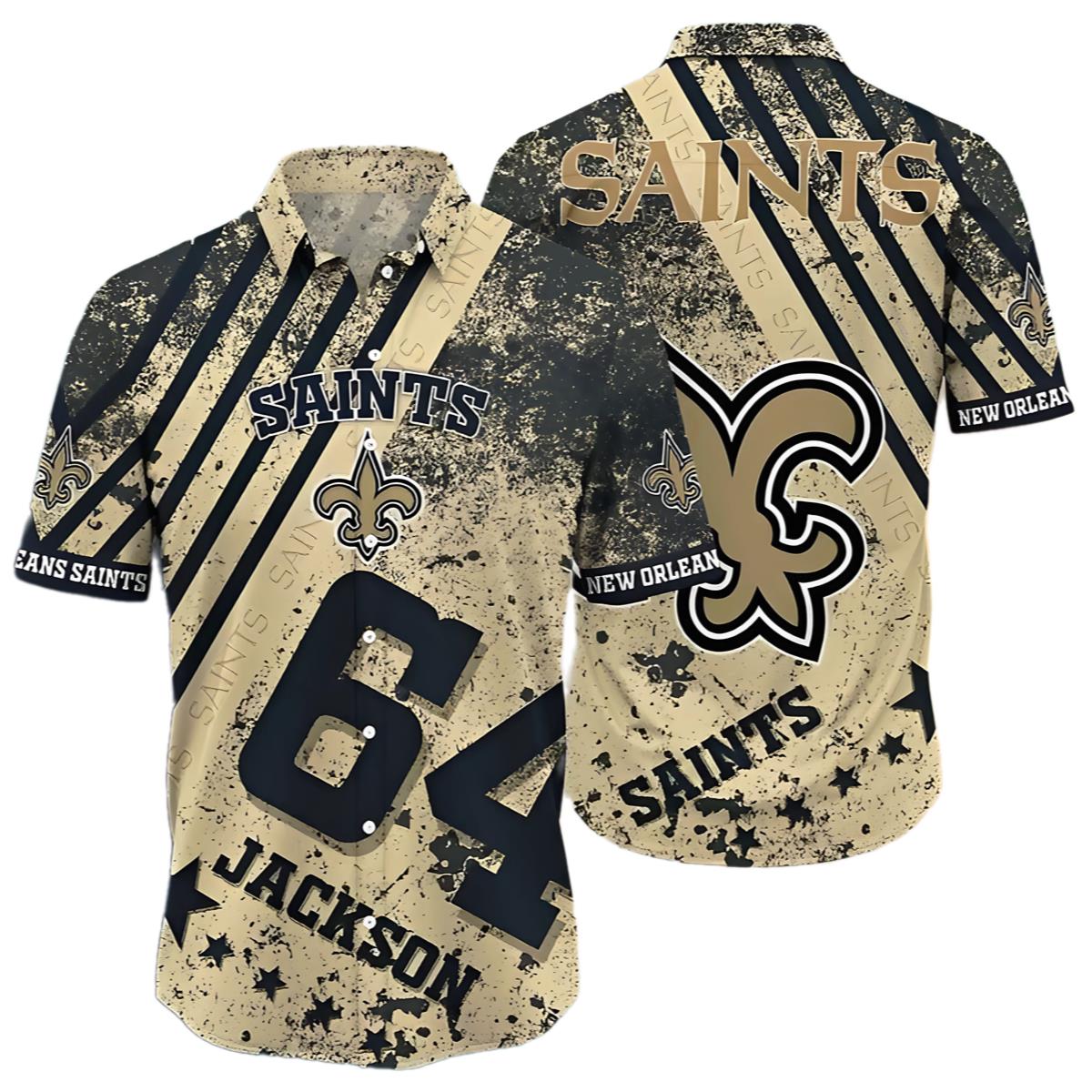 New Orleans Saints Hawaiian Shirt Custom Name And Number 0 0