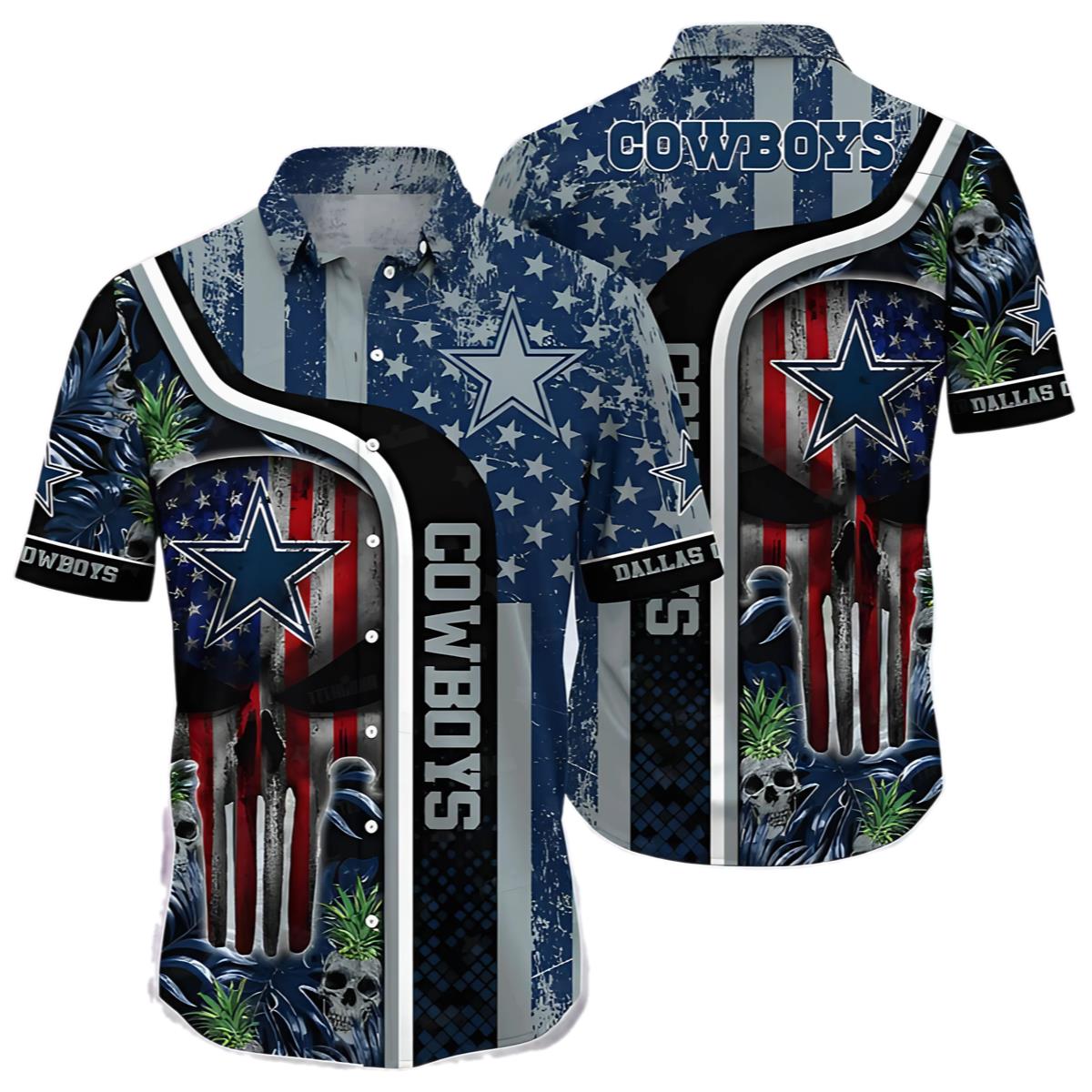 Patriot Skull Dallas Cowboys Hawaiian Shirts Cheap 0 0