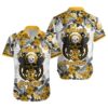 Pittsburgh Steelers Hawaiian Button Up Shirt Metallica Skull And Flower 1 1