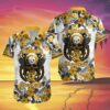 Pittsburgh Steelers Hawaiian Button Up Shirt Metallica Skull And Flower 3 3