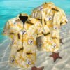 Pittsburgh Steelers NFL Mens Hawaiian Button Up Shirt NFL Tropical Leafs Print 2 2