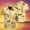 Pittsburgh Steelers NFL Mens Hawaiian Button Up Shirt NFL Tropical Leafs Print 3 3