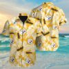 Pittsburgh Steelers NFL Mens Hawaiian Button Up Shirt NFL Tropical Leafs Print 4 4