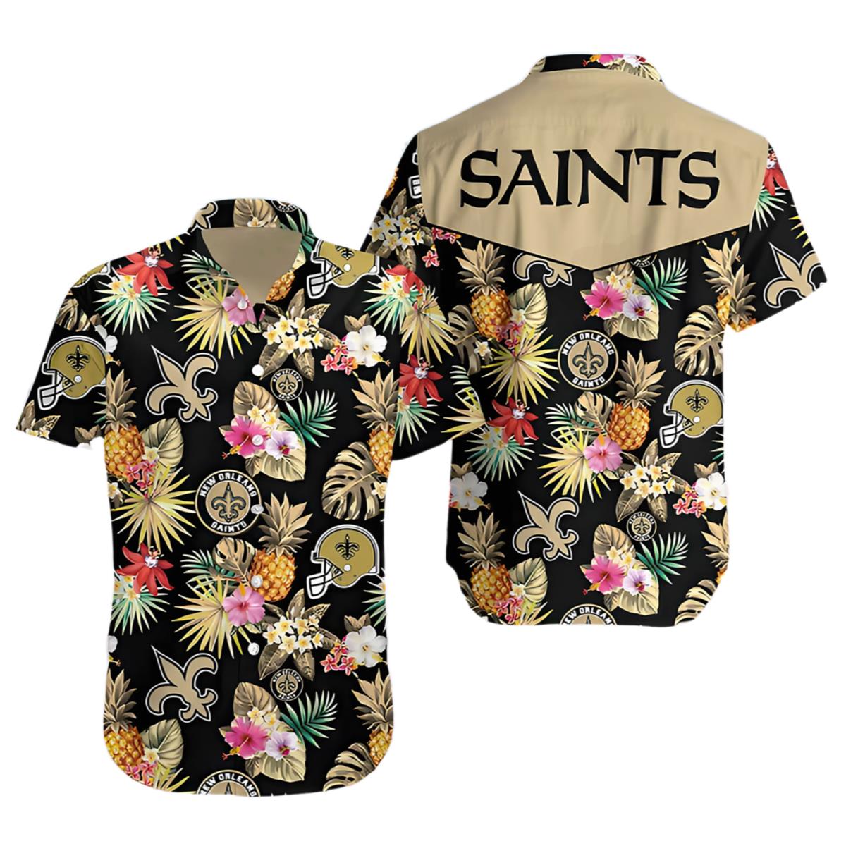 Saints Hawaiian Shirt Vintage Tropical Pineapple Summer Print 1 1