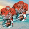 Skellington Surfing Cleveland Browns Hawaiian Shirt Mens 4 4