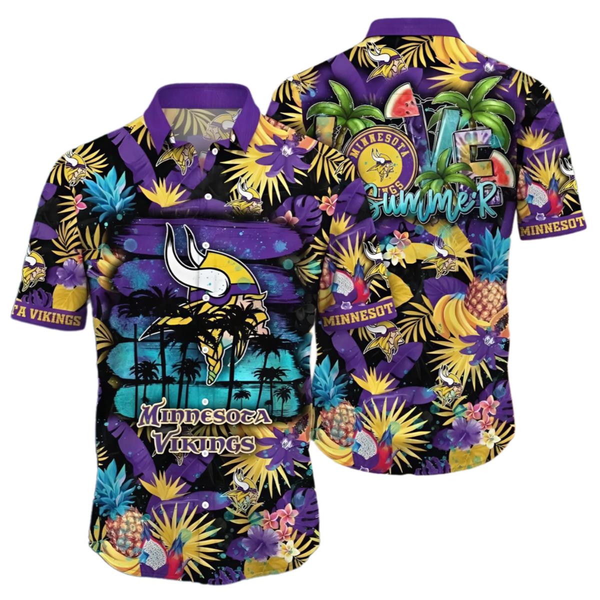 Vikings Hawaiian Shirts Paradise Summer Vibes 1 1