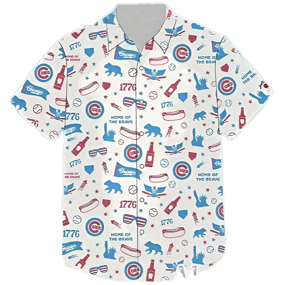 2024 Cubs Red White And Cubbie Blue Hawaiian Shirt Giveaway 0 0