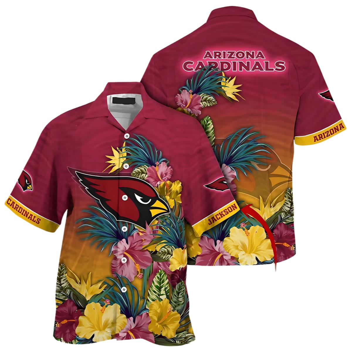 Arizona Cardinals Hawaiian Shirt Customizable Tropical Flower 0 0