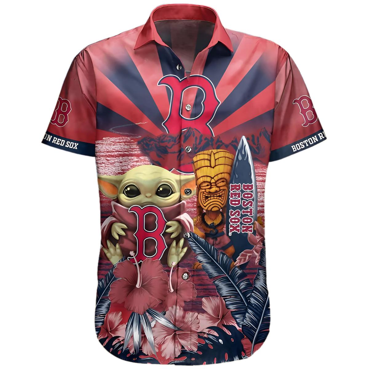 Boston Red Sox MLB Baby Yoda Star Wars Hawaiian Shirt 0 0