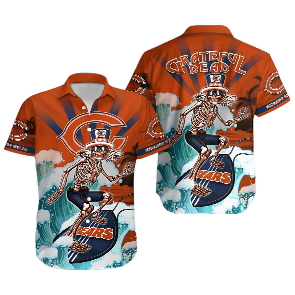 Chicago Bears Grateful Dead NFL Hawaiian Shirt 0 0