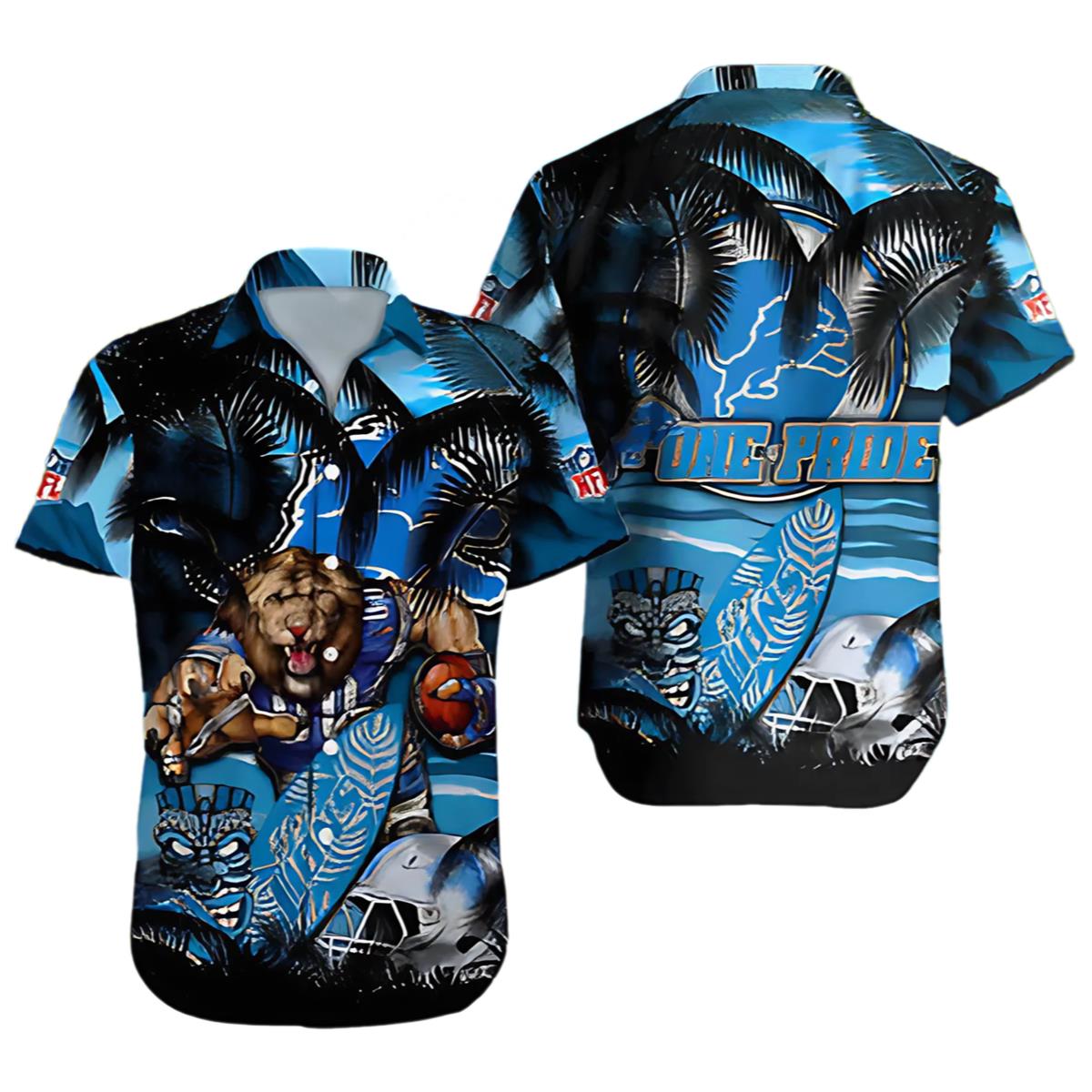 Detroit Lions Hawaiian Shirt Lion Pride Palm Tropical Aloha Shirt 0 0