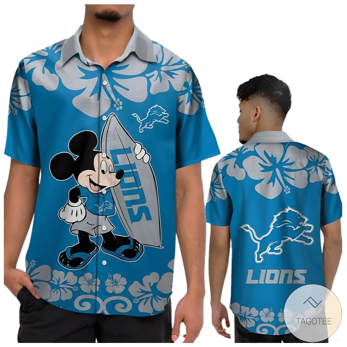 Detroit Lions Mickey Mouse Hawaiian Shirt 0 0