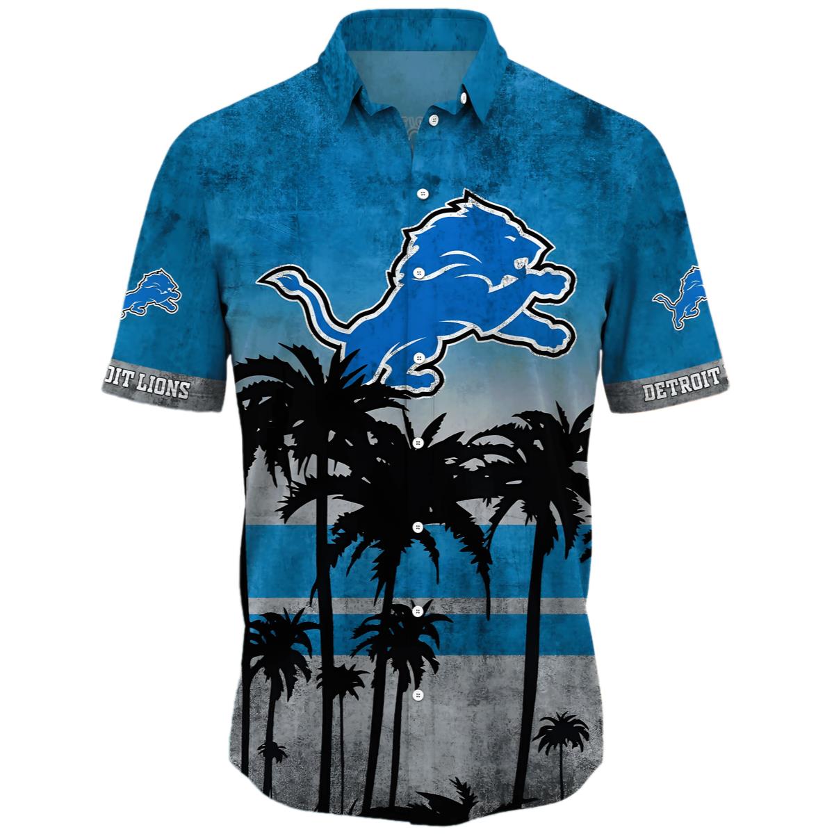 Detroit Lions Palm Horizon Hawaiian Shirt 0 0