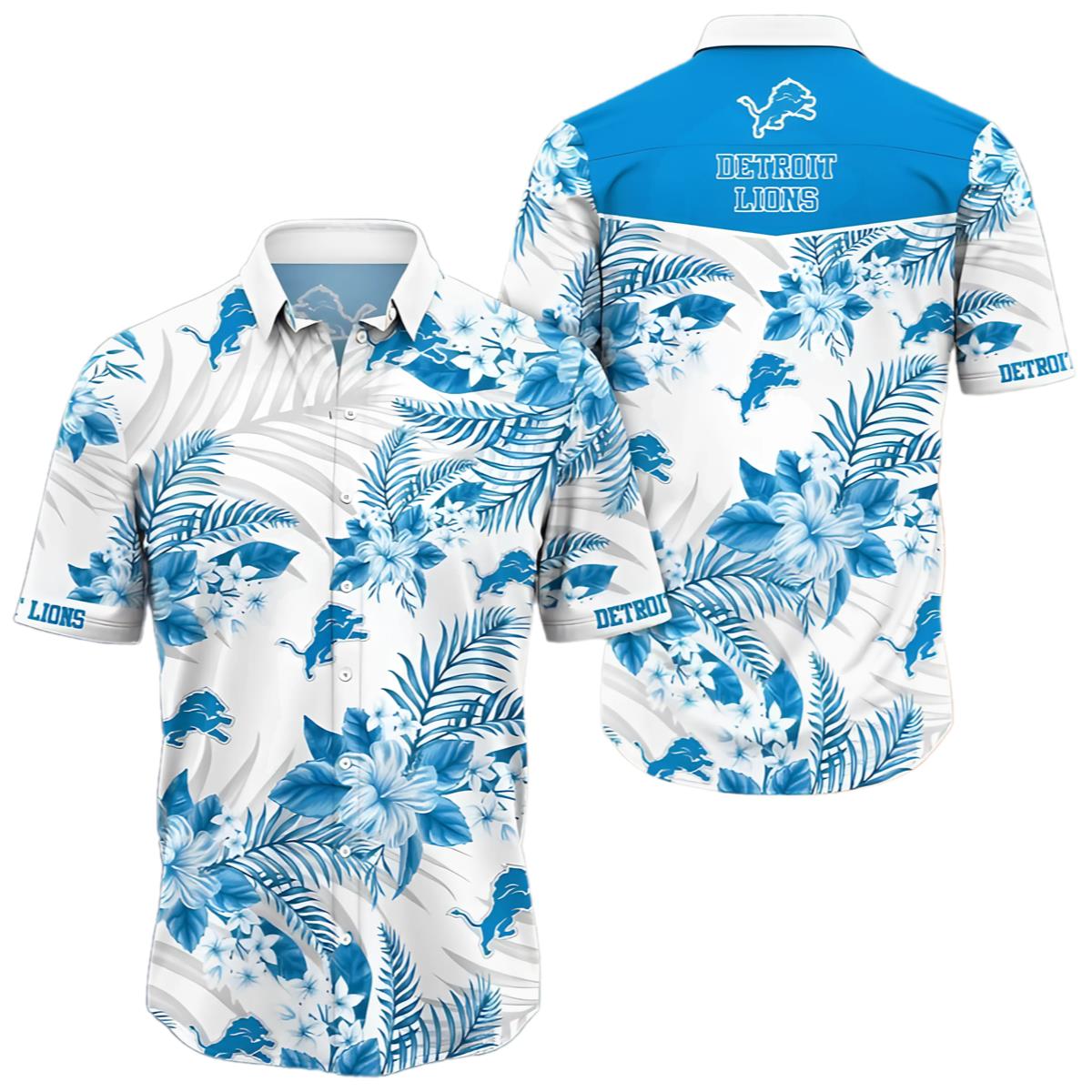 Detroit Lions Tropics Floral Pattern Hawaiian Shirt 0 0