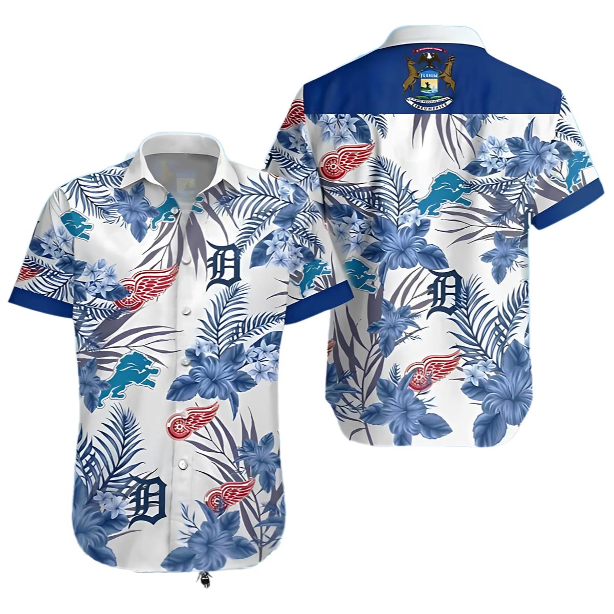 Detroit Tigers Lions Red Wing Hawaiian Shirt For Fans 0 0