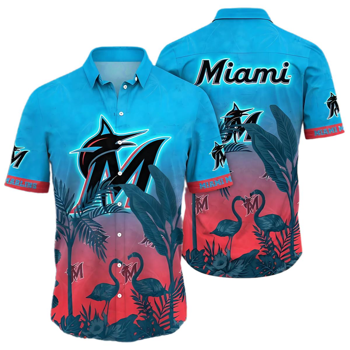 Flamingo Miami MarlIns Hawaiian Shirt 0 0