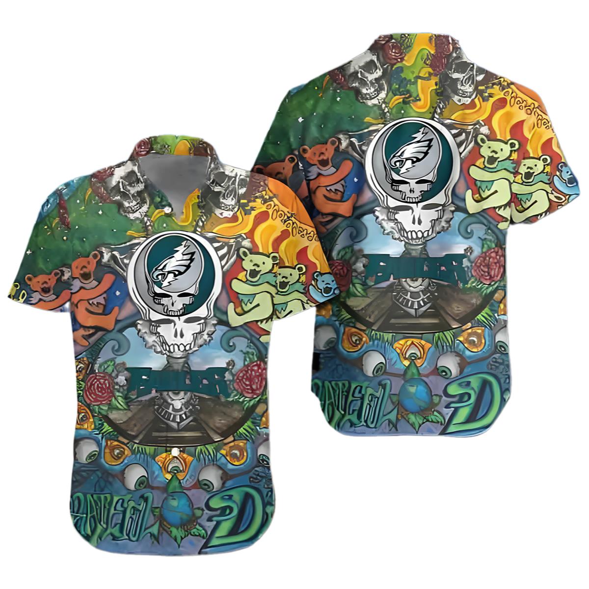 Grateful Dead NFL Philadelphia Eagles Hawaiian Shirt 0 0