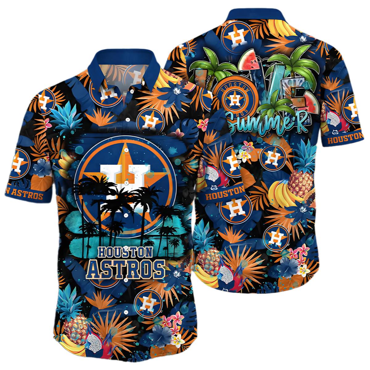 Houston Astros Tropical Sunset Hawaiian Shirt 0 0