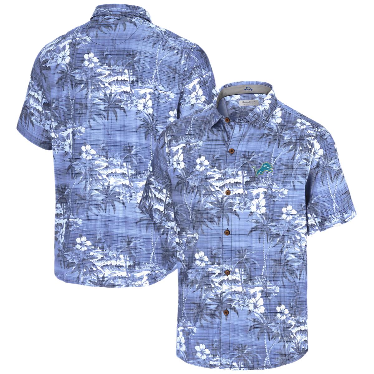 Mens Tommy Bahama Blue Detroit Lions Hawaiian Shirt 0 0