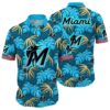 Miami Marlins Hawaiian Shirt Blue Floral Pattern 0 0