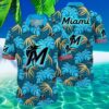 Miami Marlins Hawaiian Shirt Blue Floral Pattern 3 3