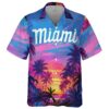 Miami Marlins Hawaiian Shirt Purple Coconut Tree Pattern 0 0