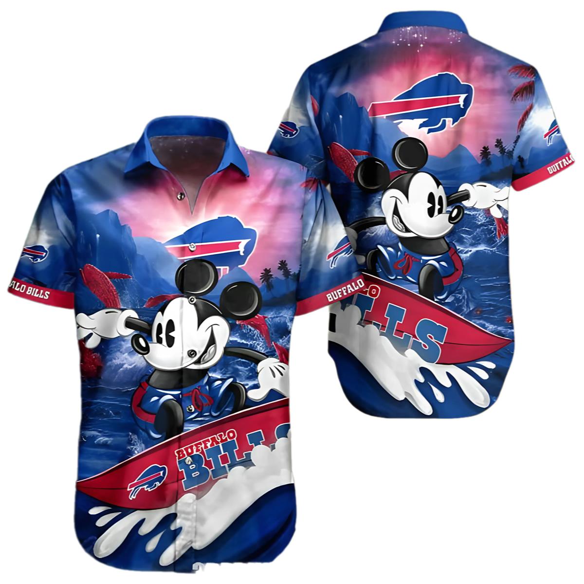 Mickey Mouse And Buffalo Bills Combo Hawaiian Shirt And Shorts 0 0