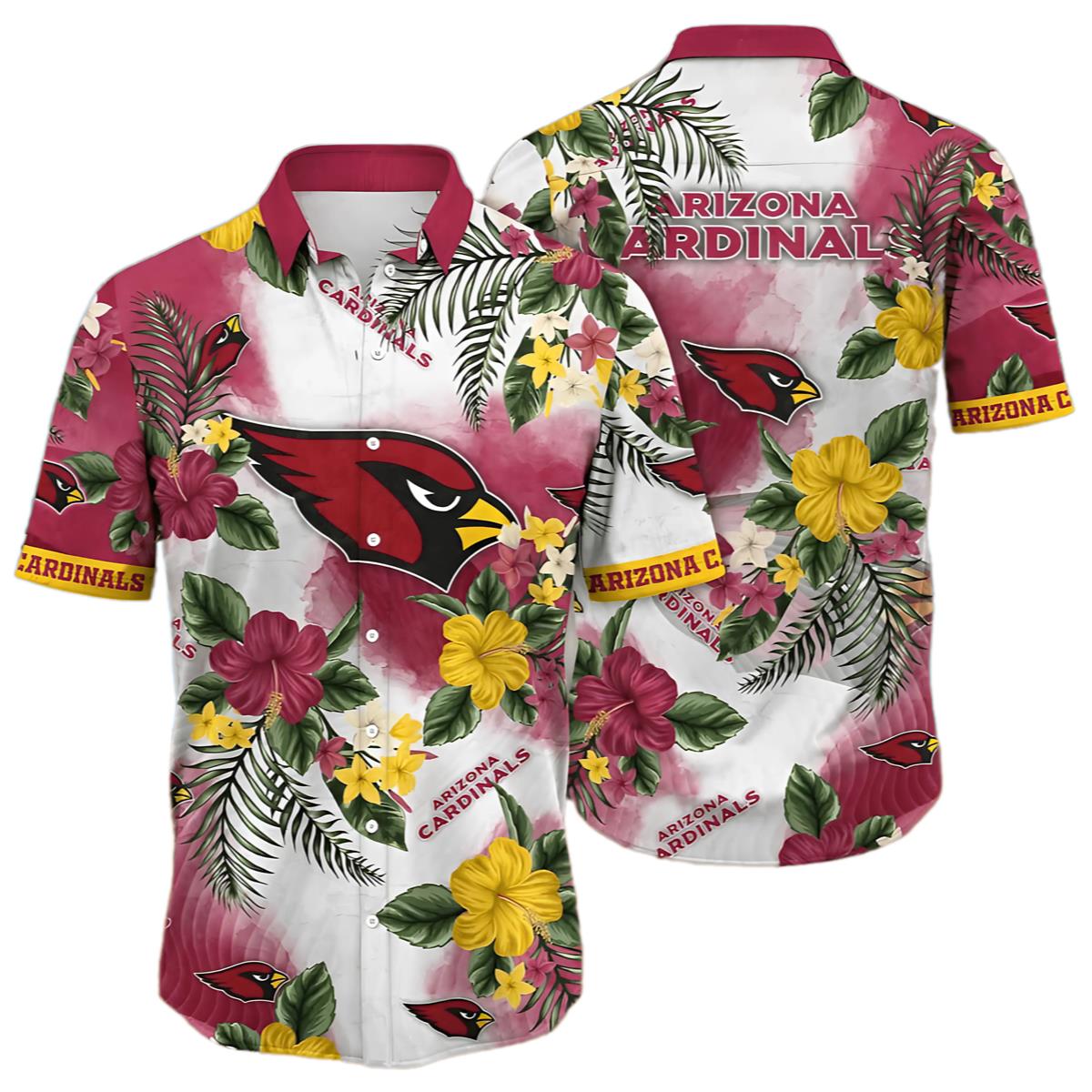 NFL Arizona Cardinals Hawaiian Shirt Hibiscus Pattern 0 0