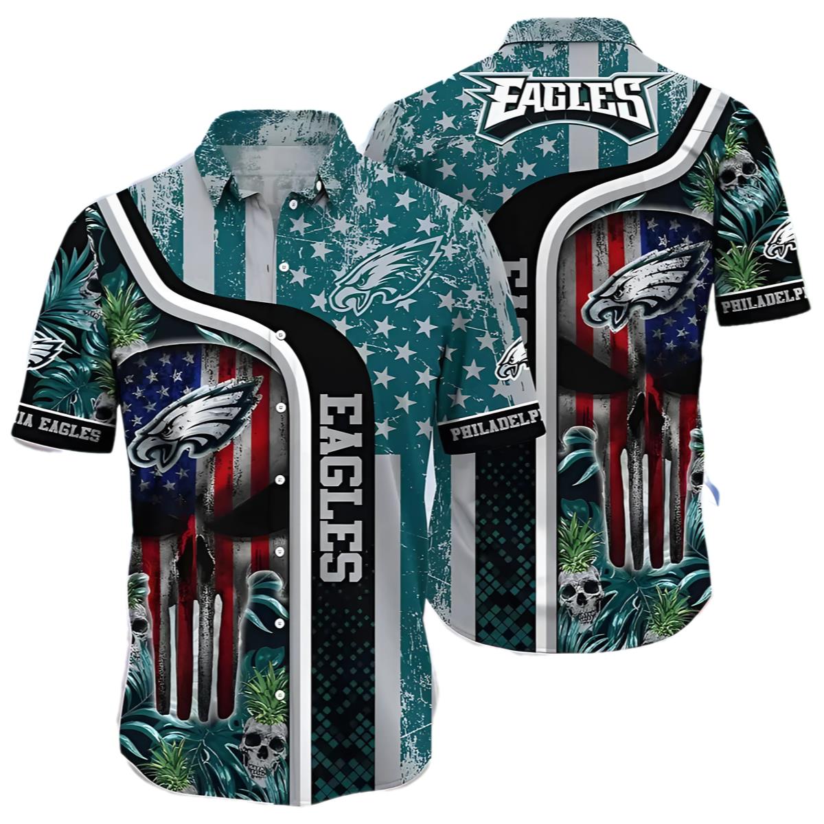 NFL Philadelphia Eagles Hawaiian Shirt Us Flag Independence Day 4Th Of July 0 0